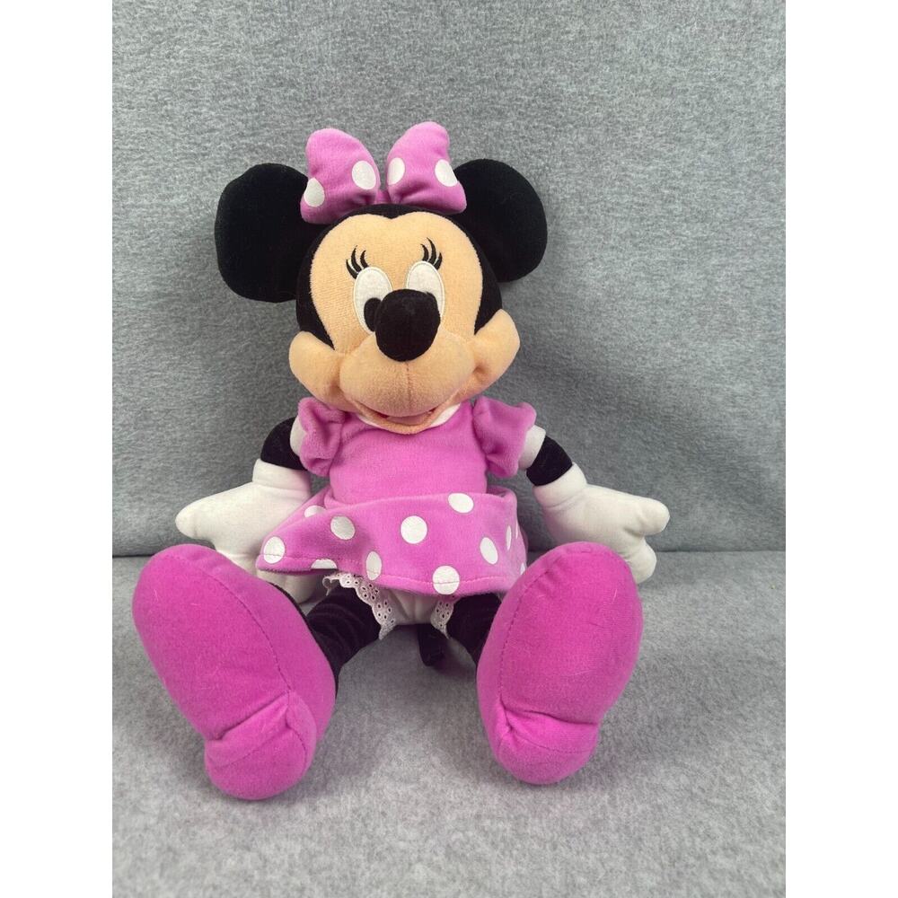 Disney Minnie‎ Mouse Plush Stuffed Animal Mickey Pink Dress 16"